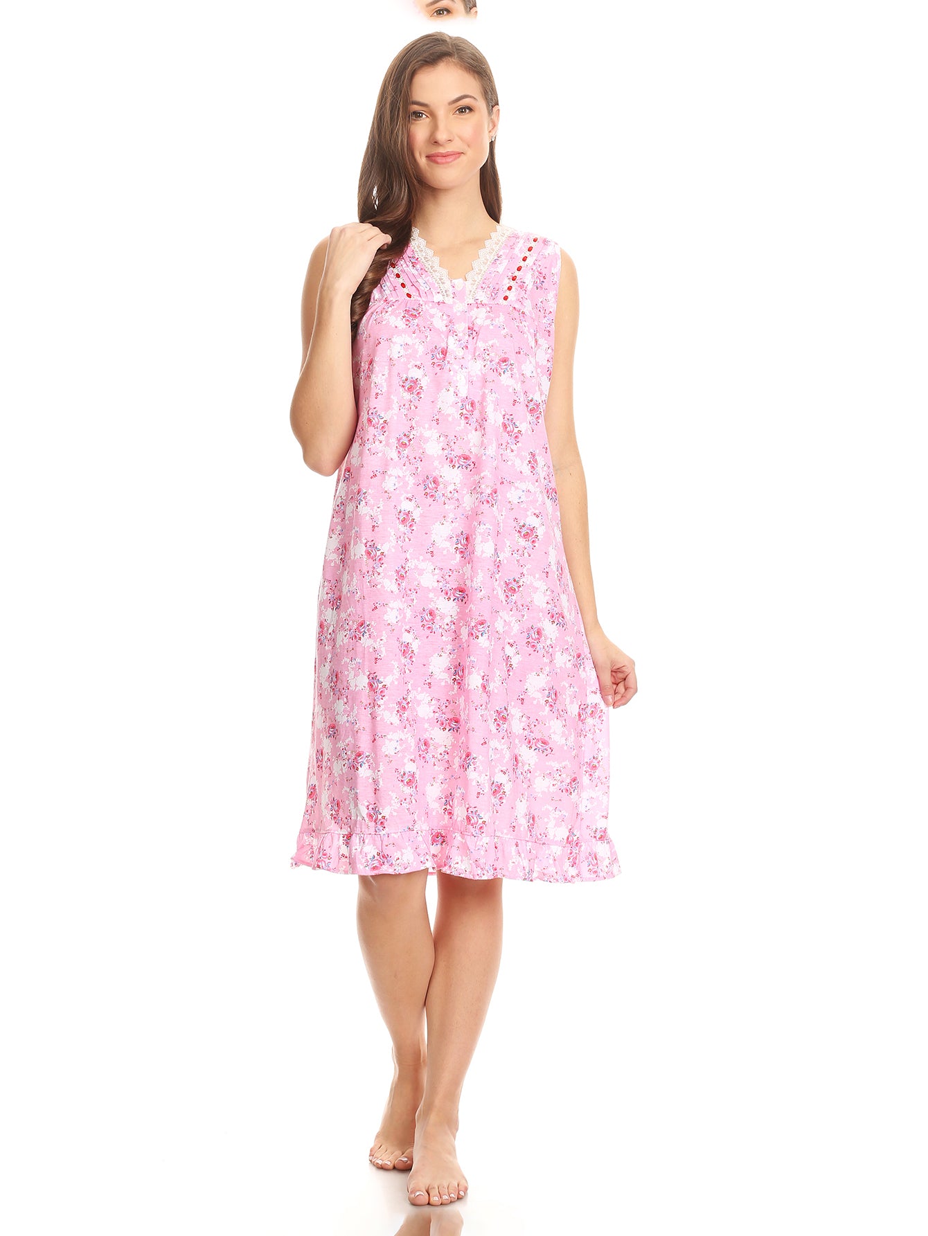 00112 Women Nightgown Sleepwear Pajamas Woman Short Sleeve Sleep Nightshirt