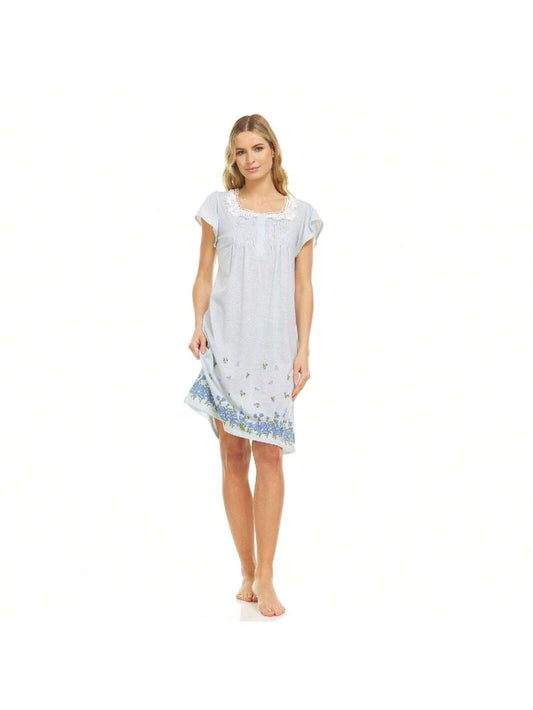 00119 Women Nightgown Sleepwear Pajamas Woman Short Sleeve Sleep Nightshirt