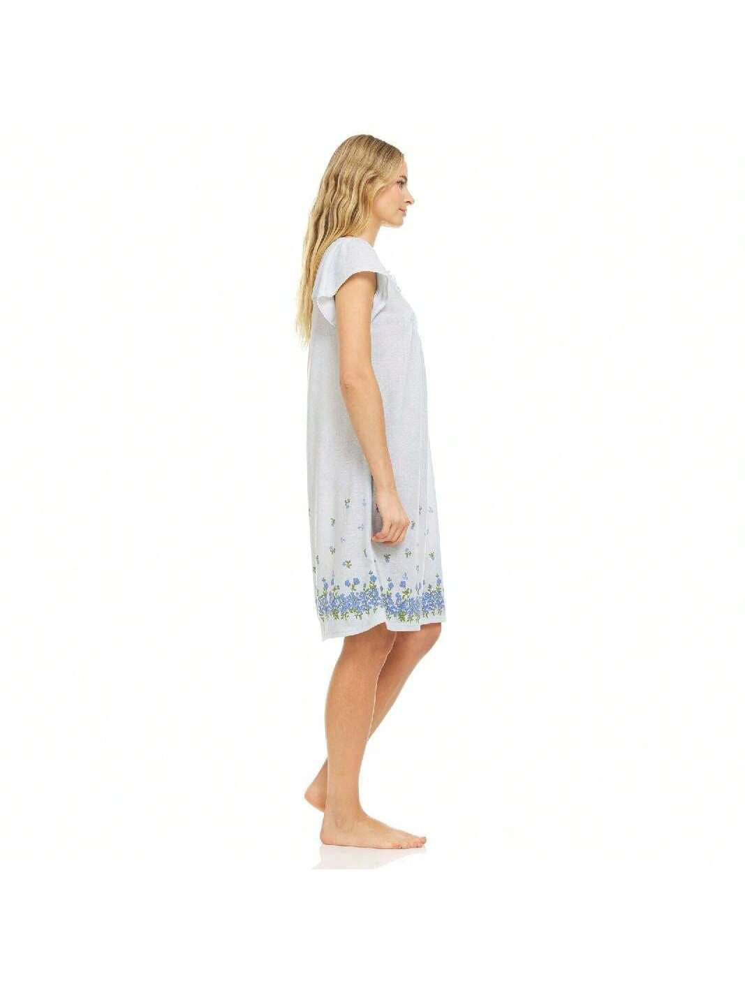 00119 Women Nightgown Sleepwear Pajamas Woman Short Sleeve Sleep Nightshirt