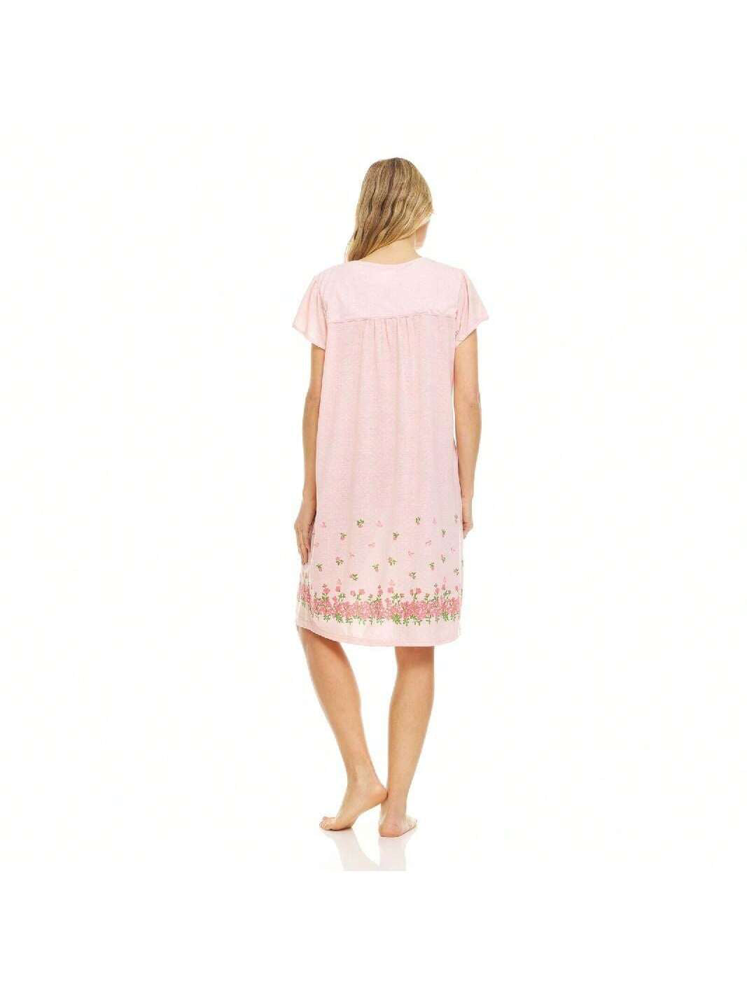 00119 Women Nightgown Sleepwear Pajamas Woman Short Sleeve Sleep Nightshirt