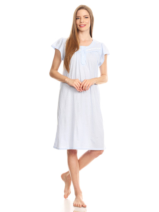 00131 Women Nightgown Sleepwear Pajamas Woman Short Sleeve Sleep Nightshirt