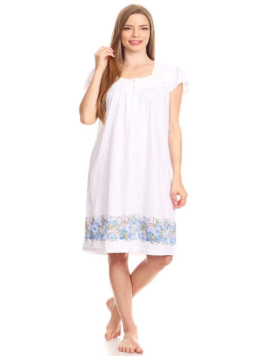 00124 Women Nightgown Sleepwear Pajamas Woman Short Sleeve Sleep Nightshirt