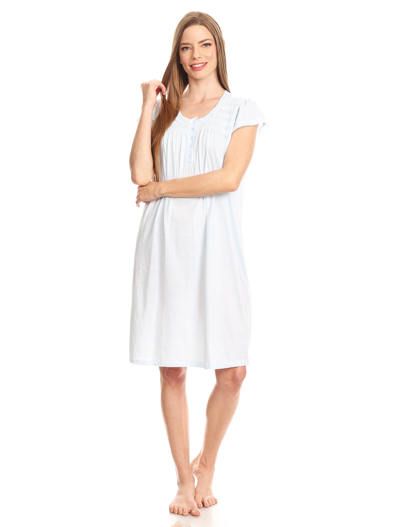 00126 Women Nightgown Sleepwear Pajamas Woman Short Sleeve Sleep Nightshirt