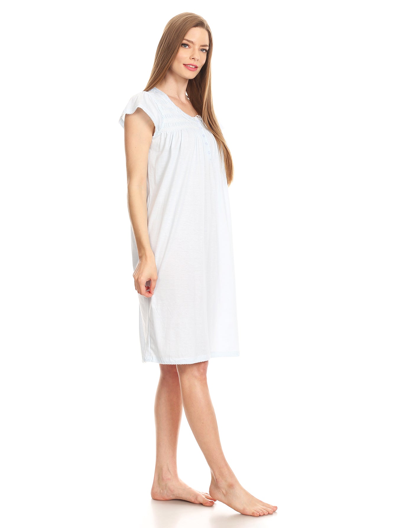 00126 Women Nightgown Sleepwear Pajamas Woman Short Sleeve Sleep Nightshirt