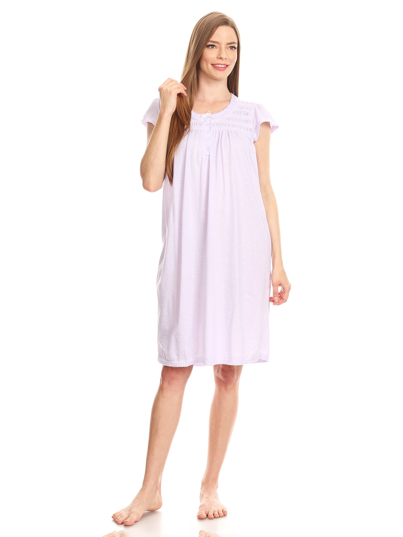 00126 Women Nightgown Sleepwear Pajamas Woman Short Sleeve Sleep Nightshirt