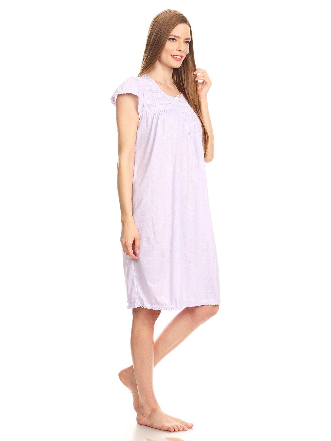 00126 Women Nightgown Sleepwear Pajamas Woman Short Sleeve Sleep Nightshirt