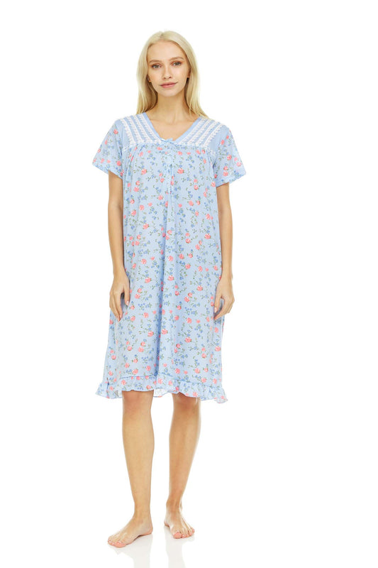 825 Women Nightgown Sleepwear Female Short Sleeve Sleep Dress Nightshirt