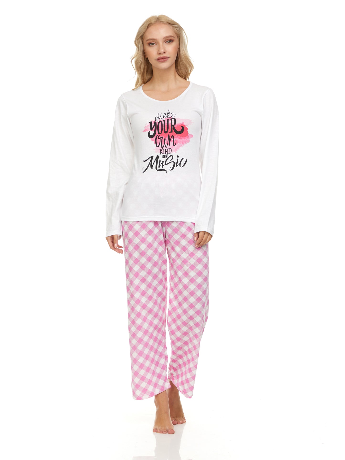 1145P Women Pajamas Set Long Sleeve, 2-Piece Female Pajamas Set