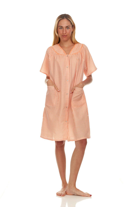 2012 Women Snap Front Duster Short Sleeve Female Nightgowns & Sleepshirts