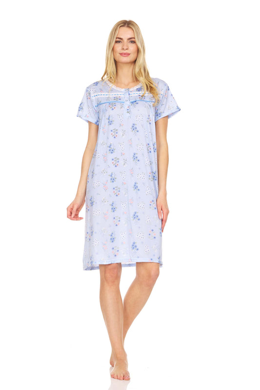 822 Women Nightgown Sleepwear Female Short Sleeve Sleep Dress Nightshirt