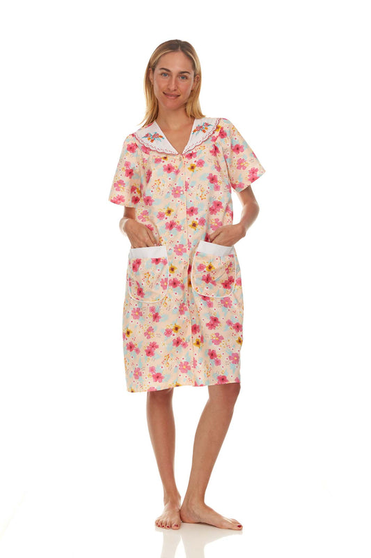 2013 Women Snap Front Duster Short Sleeve Female Nightgowns & Sleepshirts