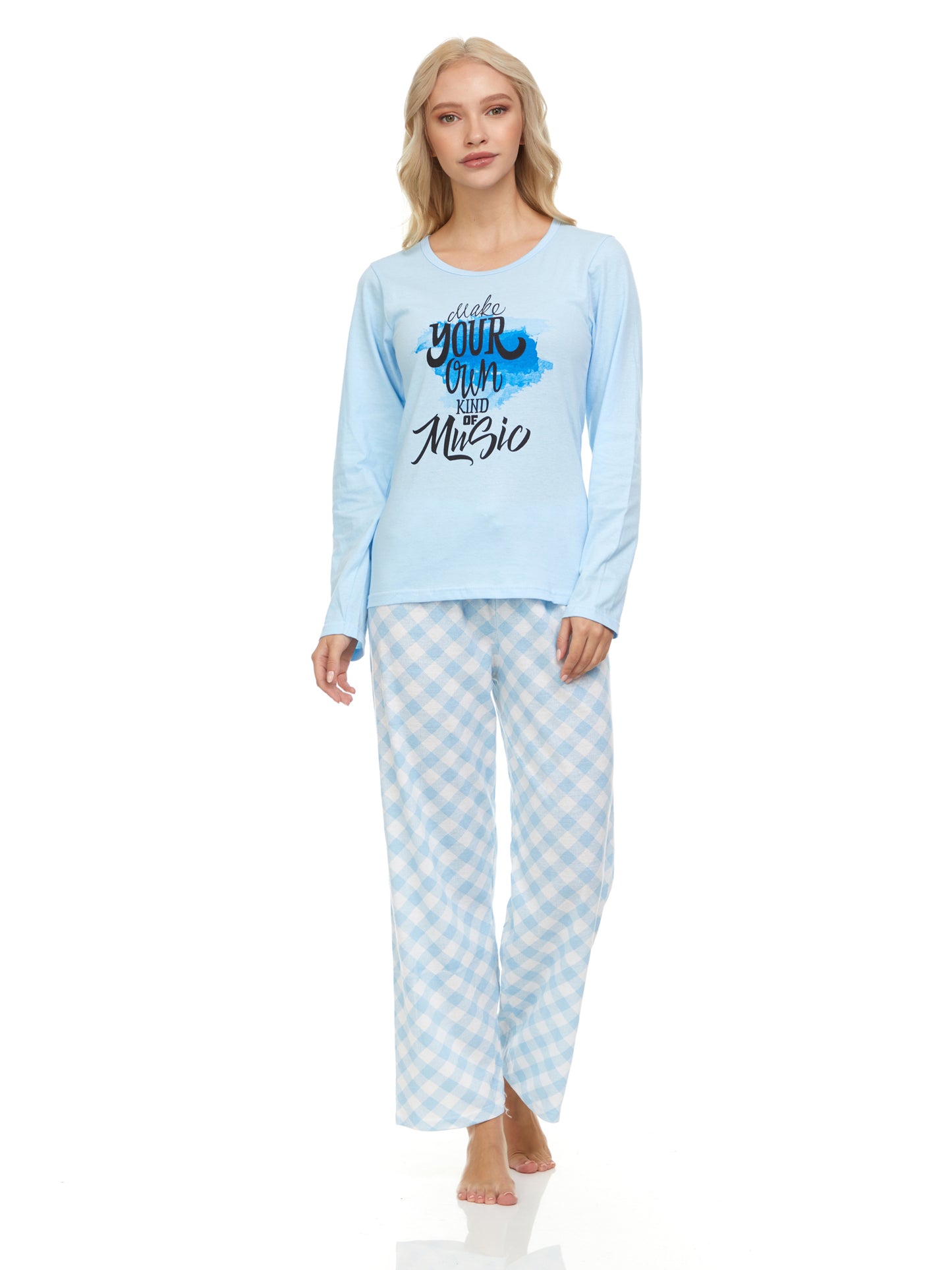 1145P Women Pajamas Set Long Sleeve, 2-Piece Female Pajamas Set