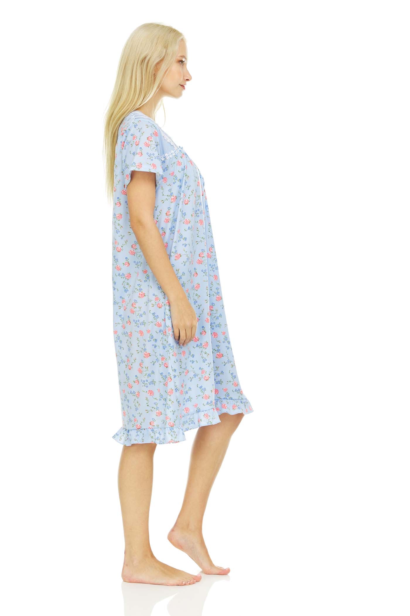 825 Women Nightgown Sleepwear Female Short Sleeve Sleep Dress Nightshirt