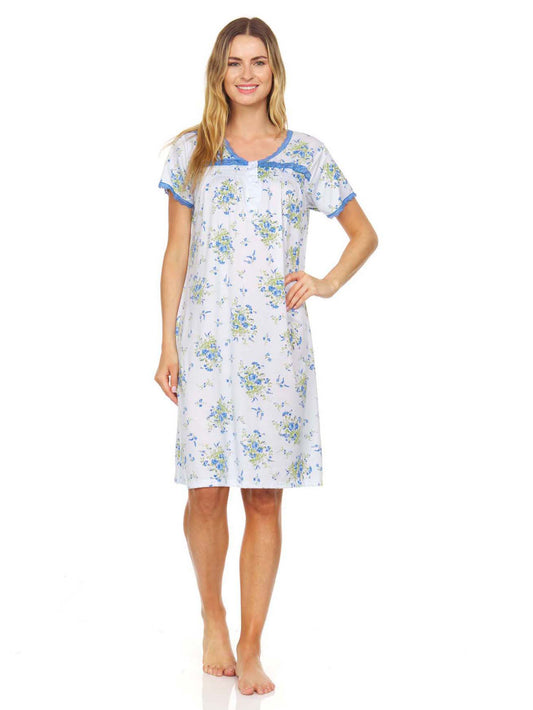 820 Women Nightgown Sleepwear Female Short Sleeve Sleep Dress Nightshirt